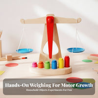 Wooden Balance Scale Toy Learning Aid Wooden Balance Scale Smooth Surface Interactive for Classroom