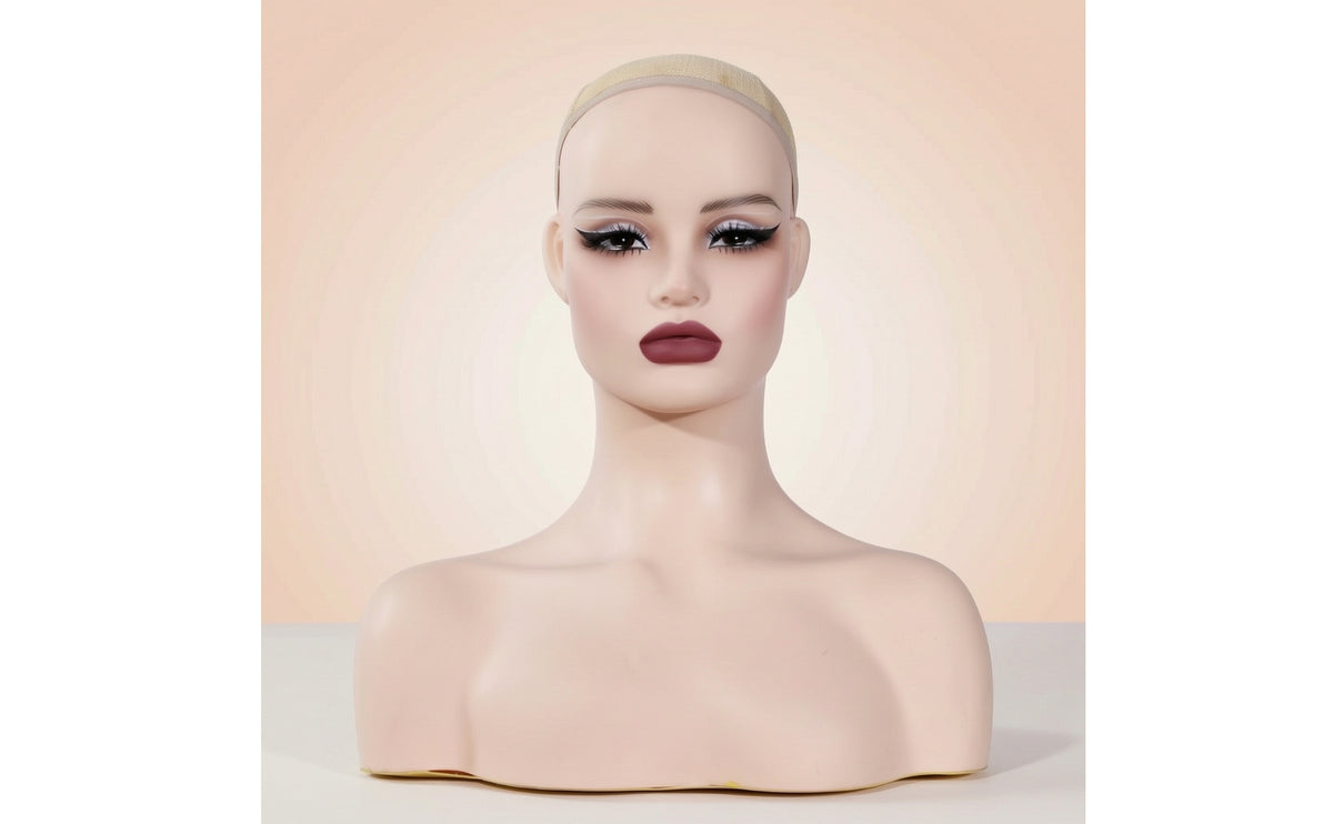 Hairpiece Head with Shoulders Matte Mannequin Bust Stable Mannequin Head with Shoulders for Photography