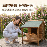 Outdoor Waterproof Wooden Cat House for Winter