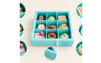 9 Pieces Toy Dessert Set with Storage Box Colorful Wooden Play Food Set Dessert Playset Interactive Sturdy for Toddlers