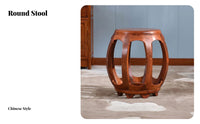 Round Drum Stool Traditional Chinese Design Household Furniture Sturdy Wood Construction Polished Finish for Grown-up S