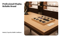 Compartmentalized Design Wooden Glasses Display Case High Quality Wood Wooden Sunglasses Display Tray Large Capacity for Shop Counter
