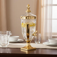 Glass Beverage Dispenser with Spigot Transparent Structure Large Capacity Water Dispenser Crystal Cut Water Container Wide