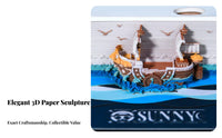 3D Paper Carving Note Pad Creative Gift 3D Paper Sculpture Notepad With Display Case Tear-off Ship Sculpture for Anime Fans, Collectors, Study Room