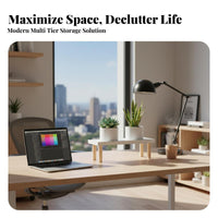 dual-level Wooden storage-solutionSaving Plant Stand adaptable for Office Workers