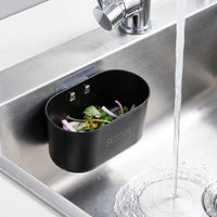 Kitchen Sink Drain Basket, 304 Stainless Steel Oval Food Waste Strainer with Attachment, Fruit Drainer and Kitchen Sink Organiser for Home