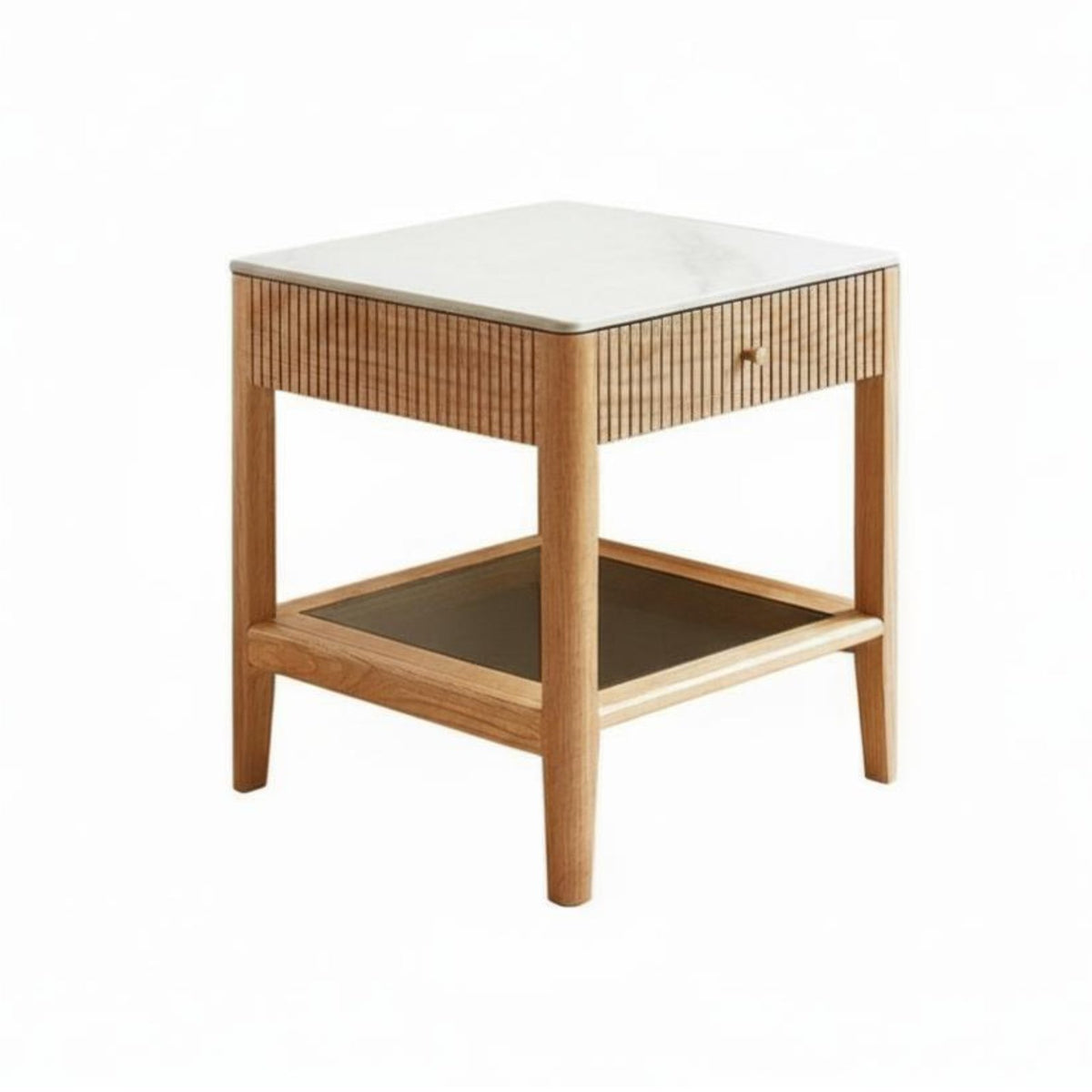 Nordic Design two-levellevel Corner Table Natural Wood Grain Household Furniture Minimalist aesthetic Storage Stand Space Saving for Interior Decorators, Apartment Dwellers, Living Room, Bedroom, Small Rooms, Lounge Area