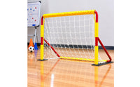 Rectangular Frame Soccer Goal White Netting Outdoor Soccer Goal Yellow Padding Athletic Gear Red Support Poles for Football Practice