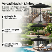 Replacement Umbrella Canopy 2.7m, Black 210T Polyester Cover, Sun Protection for Patio, Garden and Terrace