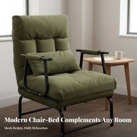 Multifunctional Design Folding Sleeper Chair Foldable Convertible Chair Bed Space-Saving Folding Sofa Bed Padded Cushion for Shut Ice Workers, Apartment Dwellers, Small Areas, Bedroom, Dorm Room, Balcony