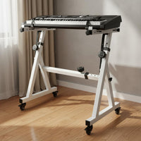 Wheeled Z Frame Keyboard Stand Portable Z-Design Keyboard Stand Stable Base Music Gear Anti-Skid Pads for Studio