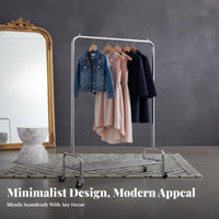 With casters Wheeled Garment Rack Portable Single Rail Rolling Rack Space-Saving Clothes Stand Multi-Purpose for Boutdoorique Owners, Homeowners, Balcony, Retail establishment, Laundry Room, Entrypath