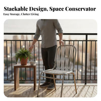 With Backrest rugged design Side Chair Modern Design Stackable Metal Frame Chair Easy to Clean Dining Seating Protective Footpads for Office Workers, Restaurant Owners, Balcony, Meeting Room, Kitchen, Patio