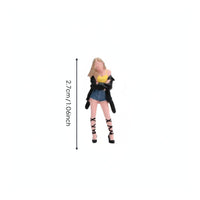Folded Arms 1:64 Girl Figure Short Outfit Female Figurine Realistic Design for Dioramas