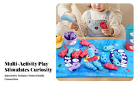 Educational Inspired Cloth Fishing Game Set Develops Hand-Eye Coordination Toddler Fishing Toy Soft & Safe Soft Sea Creature and Stacking Cups Set Parent-Child Interactive for Toddlers, Preschoolers, Babies, Playroom, Floor, Bathtub