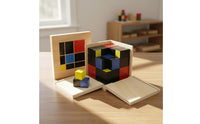 Early Learning Educational Binomial Cube Wooden Material Educational Trinomial Cube Algebraic Block Set for Preschoolers, Kindergarteners, Toddlers, Daycare, Classroom, Homeschool