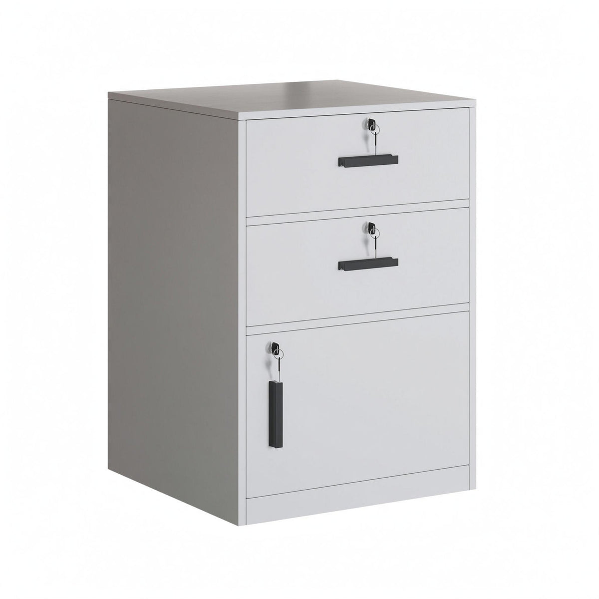 Lockable Office Cabinet Black Handles Under Desk File Cabinet Flat Top