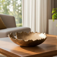 Metal Centerpiece Bowl Gold Hammered Bowl Aluminum for Tabletop, Coffee Table, Living Room