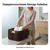 Imitation Rattan Basket Waterproof Storage Bin Natural Texture for Adults
