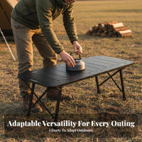 IGT Compatible customizable Camp Desk Foldable space-saving Camp Table Multi-Functional Camping Furniture aesthetic for al fresco diningkers, Backpackers, Outdoors, Campsite, Tailgating, Backyard