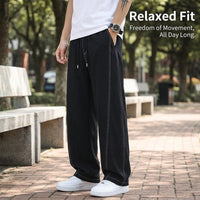 Mens Trousers with Elastic Waist for Daily Wear, Casual in Wrinkle Resistant Material, Straight Leg Loose Fit Pants, Plus Size