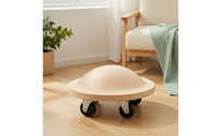 Exercise Wheel with Caster Wheels Smooth-Rolling Wooden Exercise Wheel Compact for Athletes, Indoor Floors, Home Gym