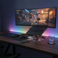 Quiet Operation Laptop Stand with Fan Anti-Slip Silicone Pads 2-in-1 Laptop Phone Holder Stable and Sturdy Ergonomic Computer Stand for Gamers, Students, Office Workers, Gaming Setup, Dorm Room