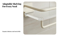 No-Drill Installation Ribbed Bathroom Ledge Cream Design Tiered Shelving Space-Saving Storage Rack Easy Assembly for Renters, Homeowners, Adults, Washroom, Shower, Small Areas, Kitchen