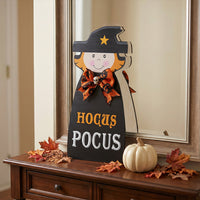 Halloween Ghost and Black Cat 2D Wooden Wall Outdoor Porch Yard Decoration Sign