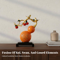 Fortunate Koi Statue Housewarming Gift Chinese Design Decorative Figurine Golden Graceful Waterfowl Beverage Holder Luxury