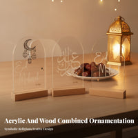 3 Pieces Eid Mubarak Acrylic Standee Tabletop Display Arch-Shaped Acrylic Plaque