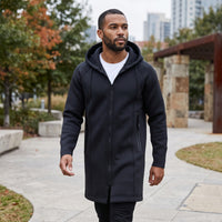 Water-Resistant Hooded Coat Wind-Blocking Neoprene Jacket Minimalist Hooded Jacket with Pockets Warm for Commuting