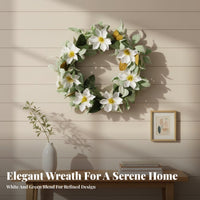 Artificial Magnolia Wreath Sturdy & Reusable Door Wreath Easy Care Farmhouse Wall Decor for Event Planners, Gift Donors, Entryway, Living Room