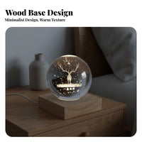 LED Crystal Ball Night Light Creative Gift 3D Engraved Sphere Ball Lamp USB