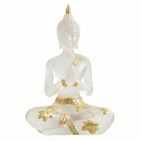 Zen Resin Buddha Figurine Meditative Buddha Figurine with Gold Accents Small Compact for Meditation Corner