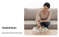 Heart Compartment Serving Dish Decorative Candy and Nut Serving Container With Lids Rotating Flower Snack Tray for Living Room, Coffee Table, Holidays