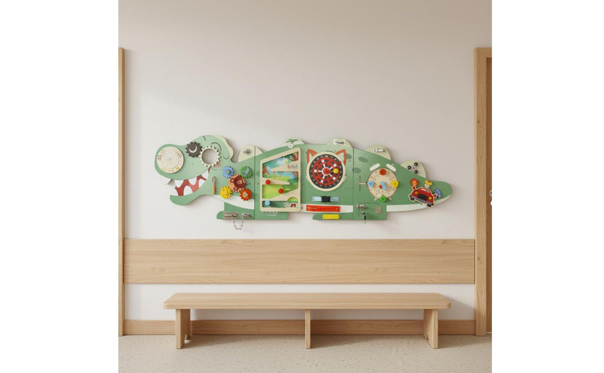 Dinosaur Wall Busy Board Dinosaur Busy Board Finish Wood Wall Activity Center for Kindergarten