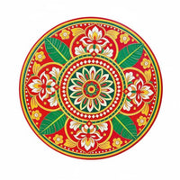 Bohemian Ceramic Coaster Heat-Resistant Bohemian Design Cup Mats Housewarming Gift Mandala Pattern Drink Coasters for Tea Table, Office