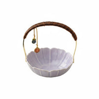 Ceramic Handled Fruit Basket Multi-Use Vintage Fruit Basket Food Porcelain Serving Dish for Party