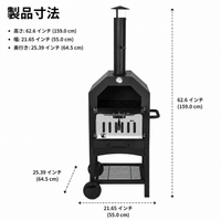BBQ Stove Pizza Oven For Garden Portable 64.5cm Matte Black Steel