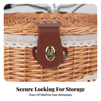 Natural Willow Material Wicker Front Cycle Basket Quick Release Detachable Vintage Bike Basket Removable Liner for Picnic