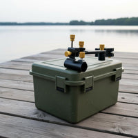 Fishing Box Corner Rod Holder Sturdy Duty Double Rod Turret Mount Fishing Pole Holder Easy Assembly Lightweight