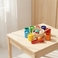 Sorting Toy with Cups and Balls Wooden Educational Sorting Set Educational Balls in Cups Toy for Young Children, Preschoolers, Homeschooling, Playroom