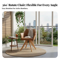 Highspring-back padding Upholstered rotate Chair Stain-Resistant Fabric Accent Armchair sturdy Wood Legs Lounge Seating Minimalist Design for Readers, Adults, Homeowners, Living Room, Balcony, Home Office, literary corner