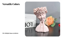 Cute Design Resin Head Planter Artistic Sculpture Girl Bust Planter Elegant Design for Gardeners, Living Room, Entrance Hall, Bookshelf