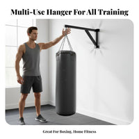 High Load Capacity Wall Mounted Striking Bag Bracket Triangular Support Design Heavy Bag Wall Mount Powder Coated Heavy Duty Sandbag Hanger Space Saving for Home Gym Users, Combat Artists, MMA Fighters, Indoor, Garage, Basement