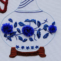 DIY Ribbon Embroidery Kit - "Peace and Blessing" Chinese Style Wall Hanging with Washable Printed Cotton Fabric