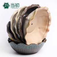Lace Edge Ceramic Succulent Planter Bowl with Reactive Glaze