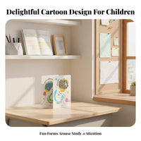 2 Pieces Cute Cartoon Design kitten Design Bookends Sturdy Book holder Space-Saving Desk Accessory Non-Slip Base for Students, Teens, Women, Desktop, Study, Library, Bedroom