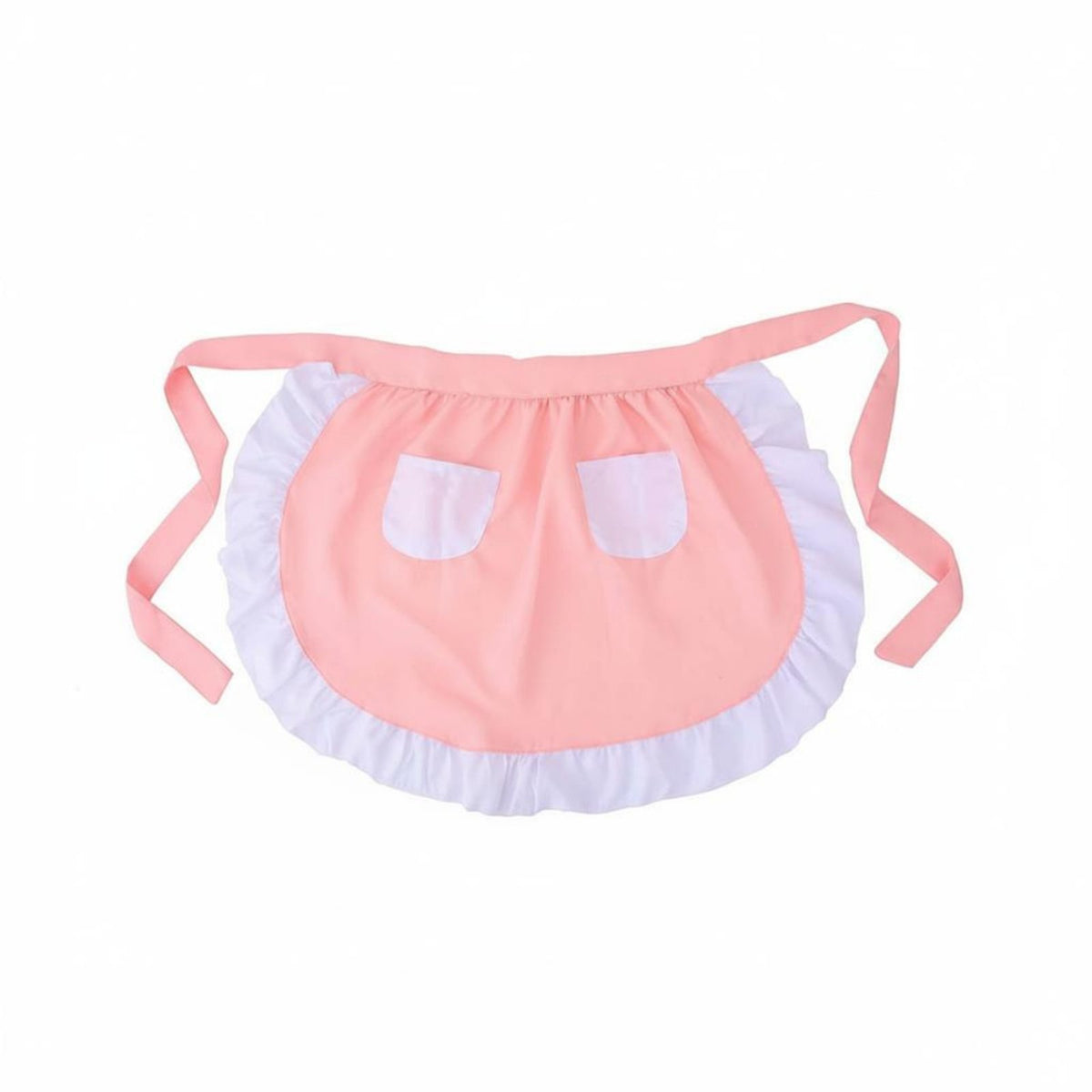 Pink Ruffled Half Apron Cute Design Maid Style Apron With Pockets Kitchen Linen for Cooking